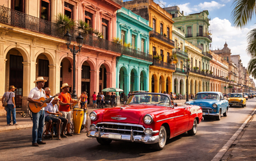 Karibik kuba bunte autos straßenmusik